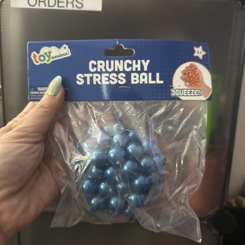 Crunchy Stress Squishy Ball Toymendous Squeeze Blue Pearls Ball New